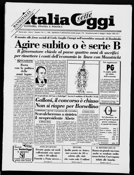 Italia oggi : quotidiano di economia finanza e politica